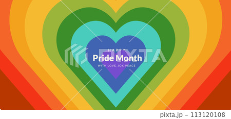 Happy pride month. Rainbow hearts for LGBTQ. 113120108