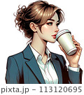 コーヒーを飲む女性 113120695