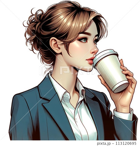 コーヒーを飲む女性 113120695