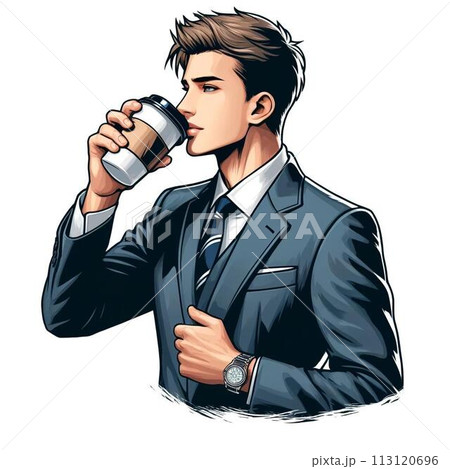 コーヒーを飲む男性 113120696