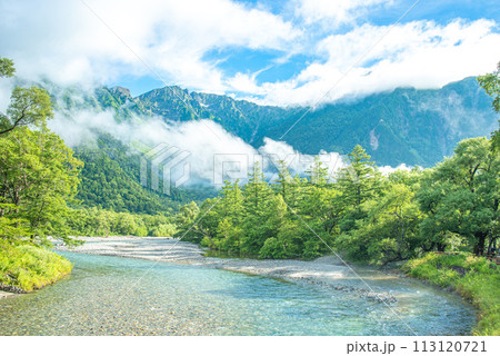 河童橋から望む梓川 113120721