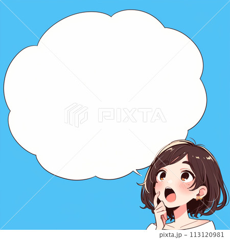 意見を発する女性と吹き出し 意見を発する女性と吹き出し 113120981