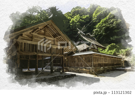 水彩画風　真名井神社　社殿　島根県松江市 113121302