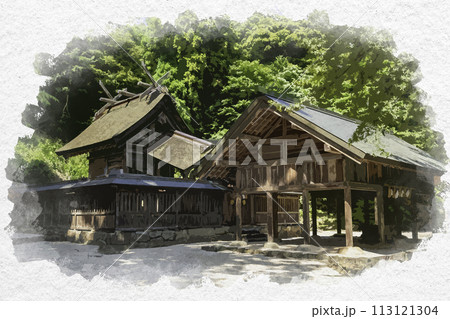 水彩画風 真名井神社 社殿 島根県松江市 水彩画風 真名井神社 社殿 島根県松江市 113121304