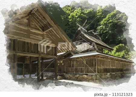 水彩画風　真名井神社　本殿　島根県松江市 113121323