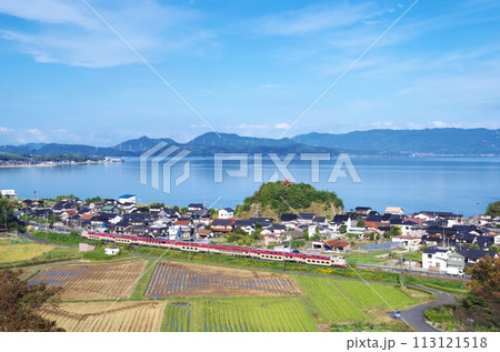 寝台特急サンライズ出雲号が走る中海沿線の風景 寝台特急サンライズ出雲号が走る中海沿線の風景 113121518