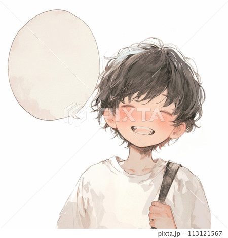 笑顔の男の子と吹き出し 笑顔の男の子と吹き出し 113121567