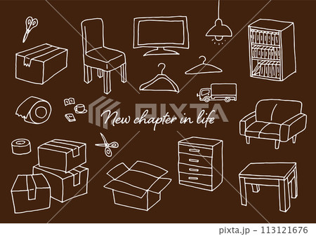 ペンを使った手描きの新生活のイラスト素材 113121676