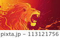 Rage lion isolated on the molten fire background 113121756