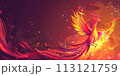 Fiery Fenix with an abstract molten fire background with copy space 113121759