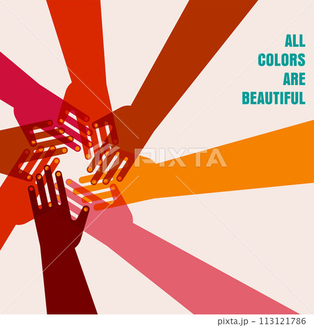 Colorful circle of hands. Together, community concept design Colorful circle of hands. Together, community concept design 113121786