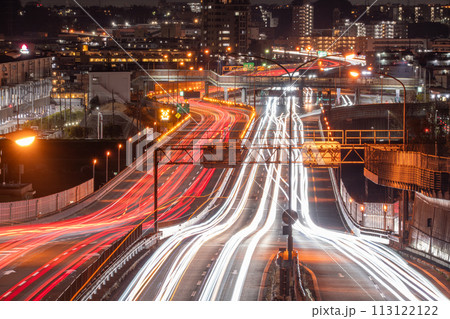 《東京都》高速道路の夜景・第三京浜玉川IC 113122122