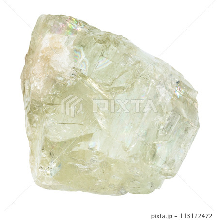 raw hiddenite crystal isolated on white raw hiddenite crystal isolated on white 113122472