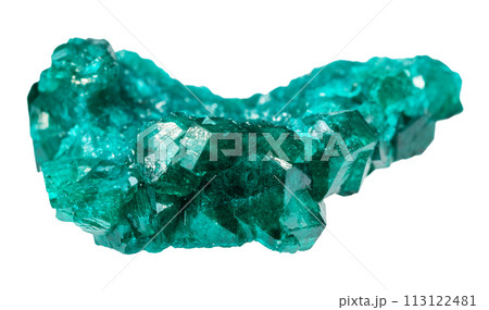 matrix of dioptase mineral isolated on white 113122481