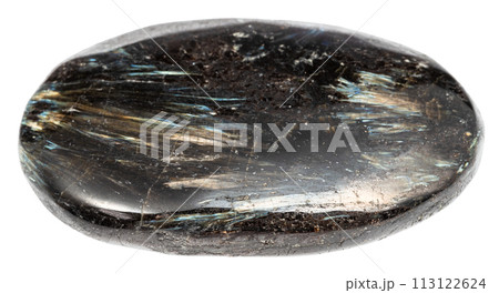 polished nuummite mineral isolated on white 113122624