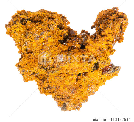 unpolished wulfenite ore isolated on white 113122634