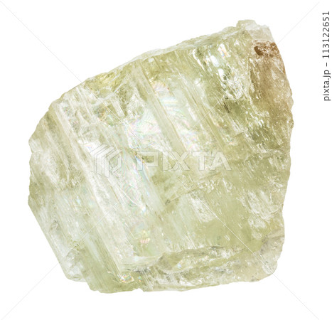 raw hiddenite mineral isolated on white raw hiddenite mineral isolated on white 113122651