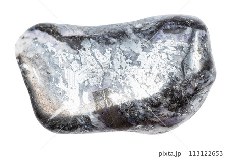 tumbled stibnite mineral isolated on white 113122653