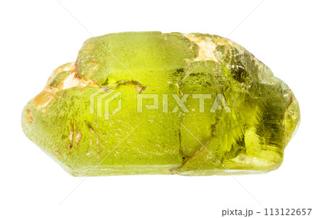 unpolished peridot crystal isolated on white 113122657