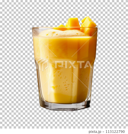 mango smoothie in a glass, isolated 113122790
