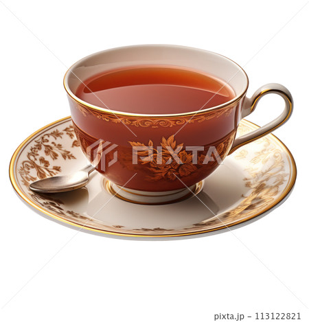 a cup of hot tea isolated 113122821