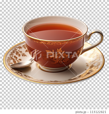 a cup of hot tea isolated 113122821