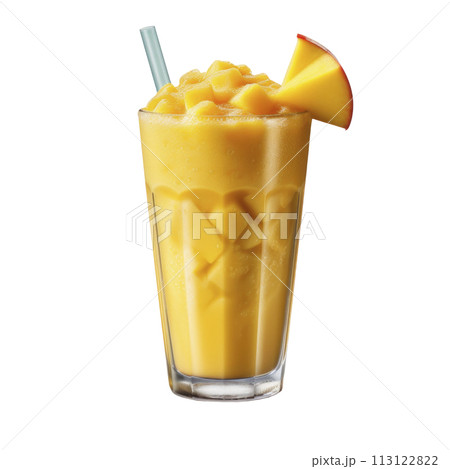 mango smoothie in a glass, isolated 113122822