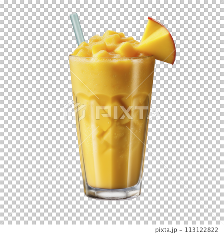 mango smoothie in a glass, isolated 113122822