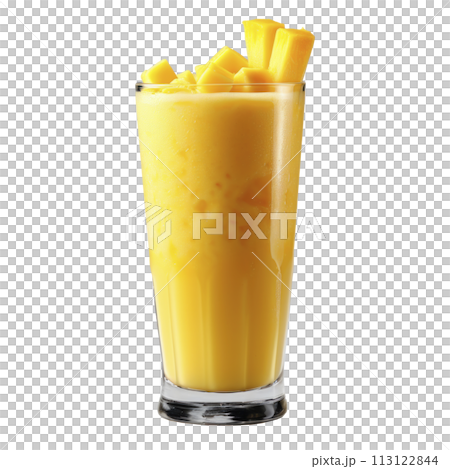 mango smoothie in a glass, isolated 113122844