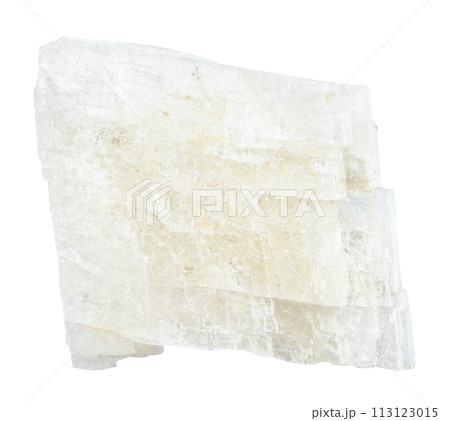 unpolished colorless calcite mineral isolated 113123015
