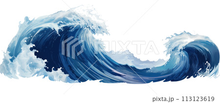 a watercolor wave png file is displayed on a white background, 113123619