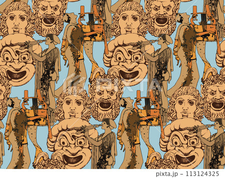 Early Greece motifs. Seamless pattern. Vector illustration. Suitable for fabric, mural, wallpapers, wrapping paper and the like 113124325