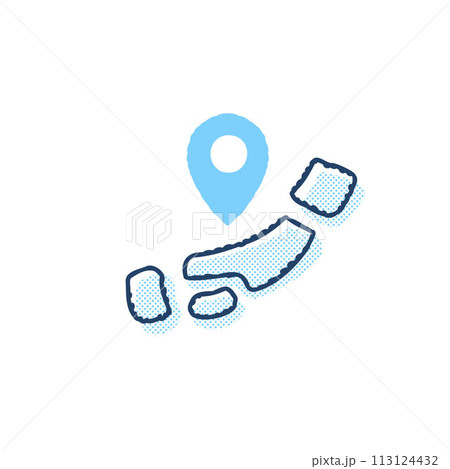 日本地図と目的地マーク　アイコン 113124432