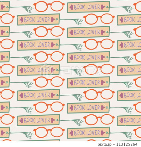 Seamless pattern lvector glasses icon flat style 113125264
