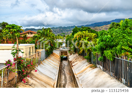 Landscape of Hawaii Kai town on Oahu Island in Hawaii, United States 113125456