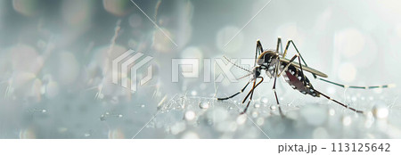 Closeup of Aedes mosquito on white background. 113125642