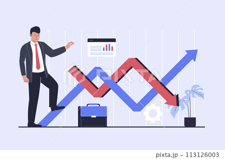 Flat design of market volatility concept. Vector flat illustration 113126003