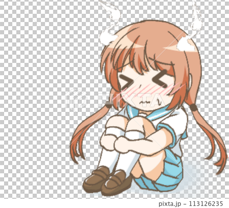 Illustration of a girl squatting 113126235