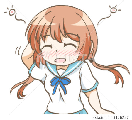 照れる女の子のイラスト 113126237