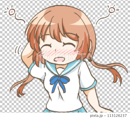 照れる女の子のイラスト 113126237