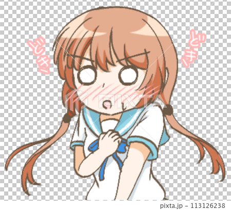 一個驚訝害羞的女孩的插圖 一個驚訝害羞的女孩的插圖 113126238