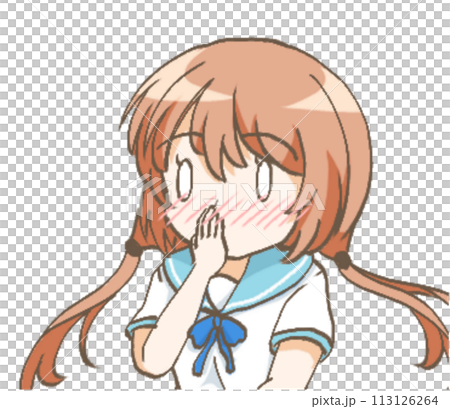 Illustration of a girl holding her mouth Illustration of a girl holding her mouth 113126264
