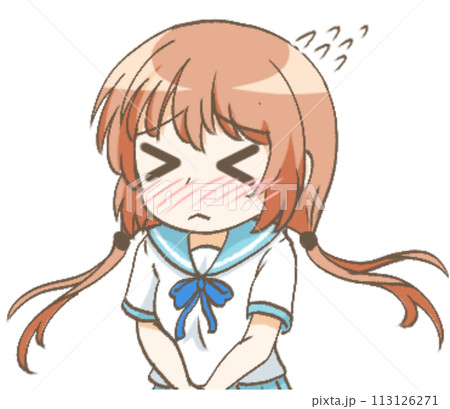 慌てる女の子のイラスト 113126271