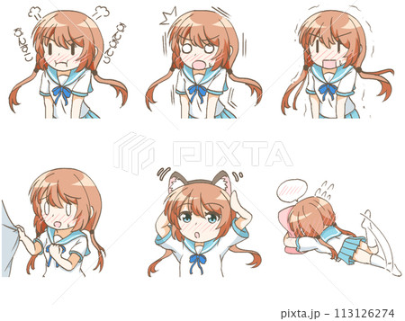 いろいろな表情の女の子のイラスト4 いろいろな表情の女の子のイラスト4 113126274