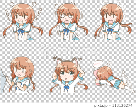 いろいろな表情の女の子のイラスト4 いろいろな表情の女の子のイラスト4 113126274