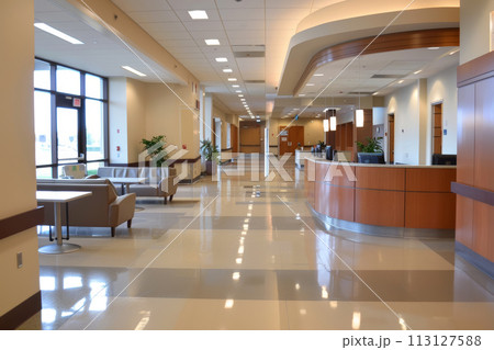 Spacious Hospital Corridor 113127588