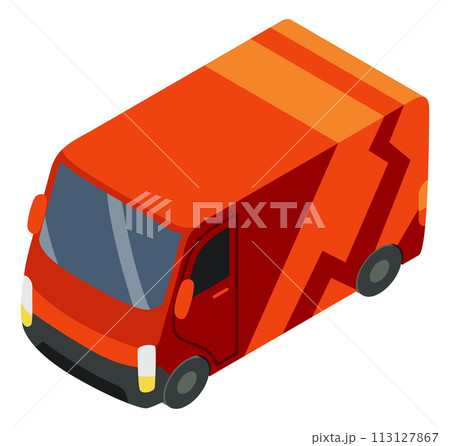 Flat isometric delivery car. Commercial cargo truck isolated vector illustration Flat isometric delivery car. Commercial cargo truck isolated vector illustration 113127867