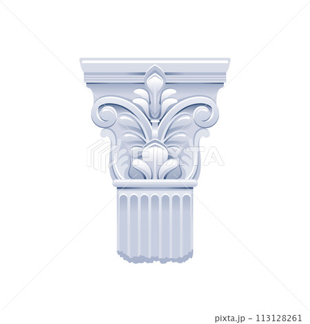Column pillar vector. Greek or Roman old architecture. Ancient antique classic column from Greece, Rome. Corinthian white pedestal illustration. Old style design pillar, stone isolated sculpture icon. Column pillar vector. Greek or Roman old architecture. Ancient antique classic column from Greece, Rome. Corinthian white pedestal illustration. Old style design pillar, stone isolated sculpture icon. 113128261