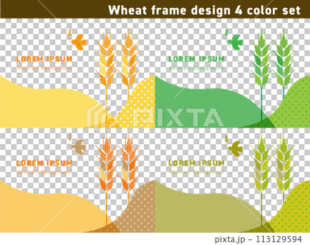 Wheat frame illustration set Wheat frame illustration set 113129594