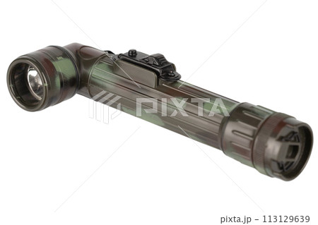 military style flashlight isolated on white military style flashlight isolated on white 113129639